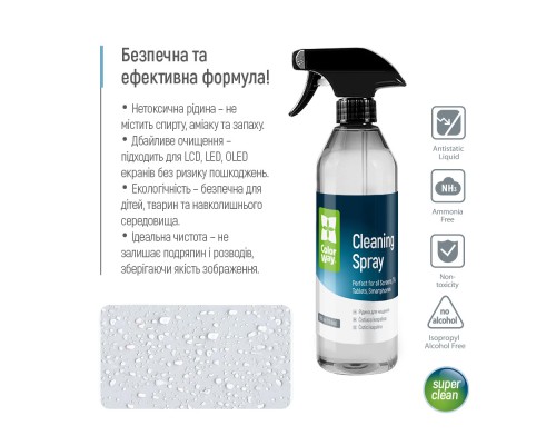 Спрей для очищення ColorWay Cleaning Kit, Large, OLED/LED/LCD/TFT, 550ml, microfibre*2 (CW-5500)