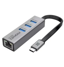 Концентратор Promate USB Hub 4 ports gigahub-c.grey (gigahub-c.grey)