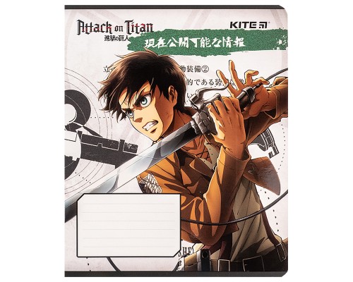 Зошит Kite Attack on Titan, 12 аркушів, клітинка (AT24-232)