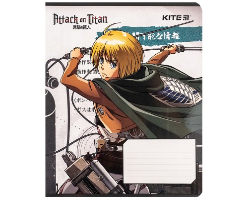 Зошит Kite Attack on Titan, 12 аркушів, клітинка (AT24-232)