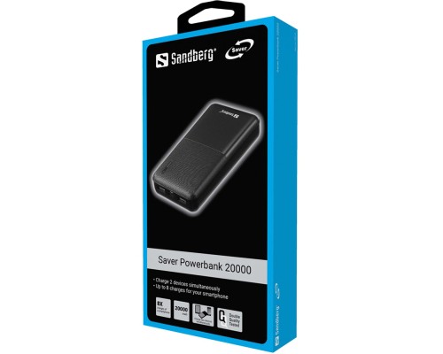 Батарея універсальна Sandberg 20000mAh, Saver, USB-C, Micro-USB, output: USB-A*2 Total 5V/2.4A (320-42_)