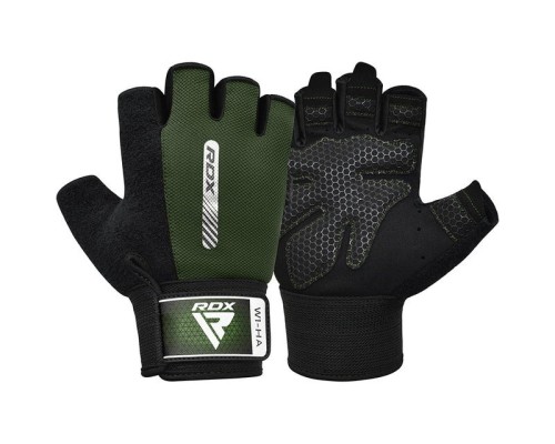 Рукавички для фітнесу RDX W1 Half Army Green Plus M (WGA-W1HA-M+)