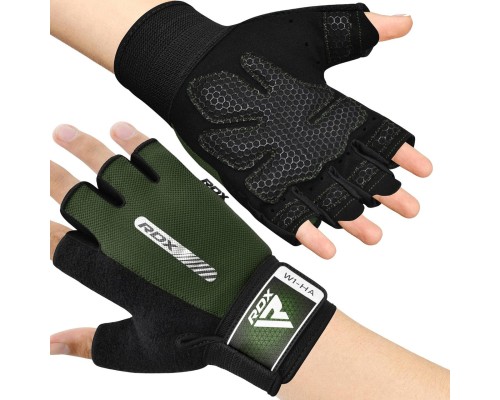 Рукавички для фітнесу RDX W1 Half Army Green Plus M (WGA-W1HA-M+)