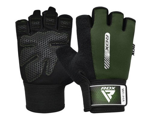 Рукавички для фітнесу RDX W1 Half Army Green Plus M (WGA-W1HA-M+)