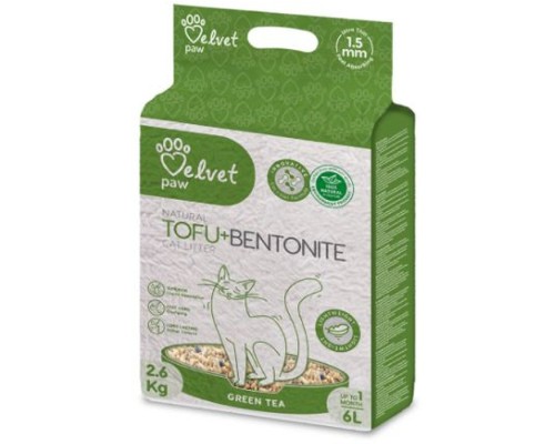 Наповнювач для туалету Velvet Paw TOFU з бентонітом та екстрактом зеленого чаю (1.5 мм) 2.6 кг (TOF70022)