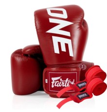 Боксерські рукавички Fairtex BGV1-ONE (натуральна шкіра) Red 10 унцій (бинти в комплекті) (BGV1-ONE_10oz_Red)