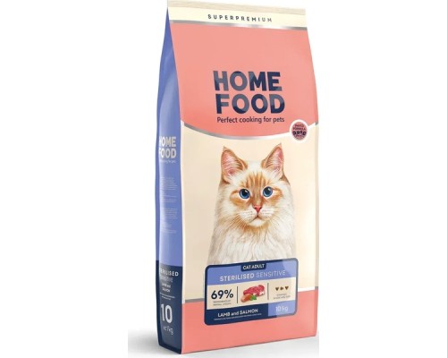 Сухий корм для кішок Home Food With sensitive digestion з ягням та лососем 10 кг (4820235020583)