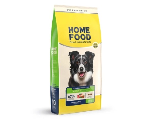 Сухий корм для собак Home Food ADULT MEDIUM/MAXI For active adult and junior dogs з ягням та рисом 10 кг (4820235020453)
