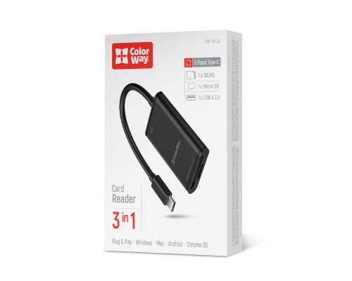 Зчитувач флеш-карт ColorWay USB-C to USB 3.0/SD/MicroSD (CW-CR-02)