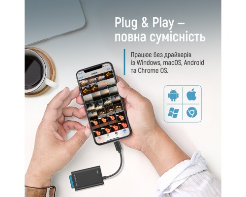 Зчитувач флеш-карт ColorWay USB-C to USB 3.0/SD/MicroSD (CW-CR-02)