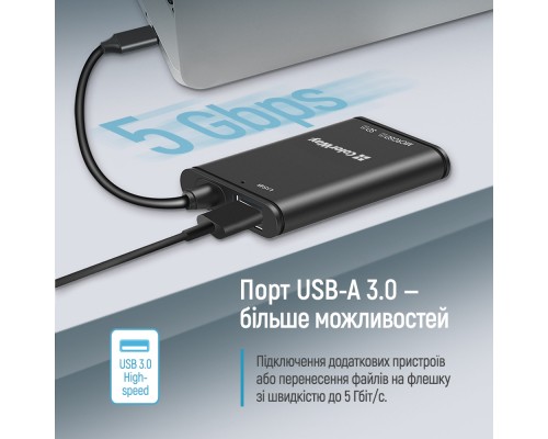 Зчитувач флеш-карт ColorWay USB-C to USB 3.0/SD/MicroSD (CW-CR-02)