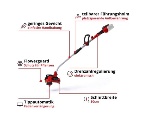 Тример садовий Einhell GE-CT 36/30 Li E - Solo PXC 36V, 30см, 9000об/хв, 3.1кг (без АКБ та ЗП) (3411300)