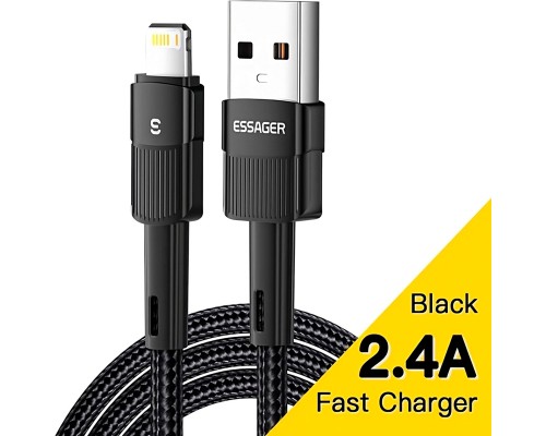 Дата кабель USB 2.0 AM to Lightning 2.0m 2.4A black Essager (EXCL-XCA01)
