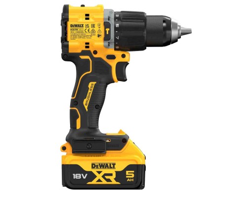Шуруповерт DeWALT XR Li-Ion 18V 2x5Ah, 74 Нм, 0-450/0-1650 об/хв, 1.17 кг, TSTAK (DCD799P2T)