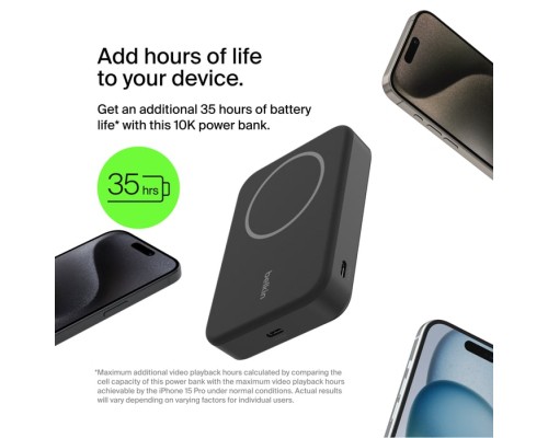 Батарея універсальна Belkin 10000mAh MagSafe Wireless Qi2 Black (BPD008BTBK)