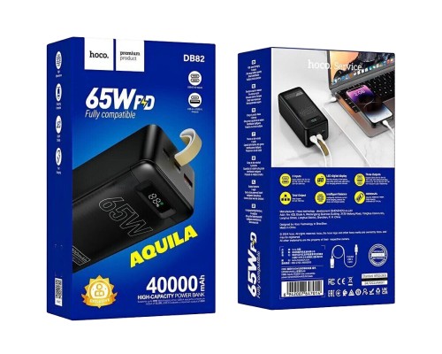 Батарея універсальна HOCO 40000mAh Aquila PD/3.0/65W QC/3.0 Black (DB82 / 714726)