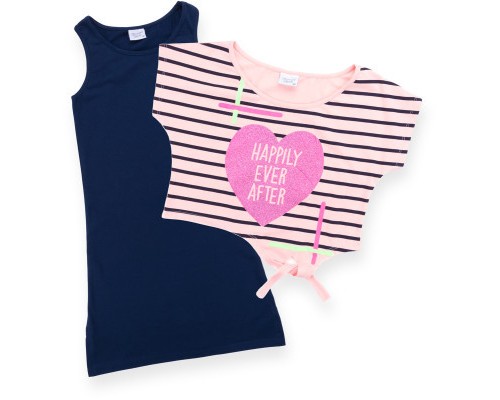 Плаття дитяче Breeze з серцем в комплекті з топом (9051-128G-blue-peach)