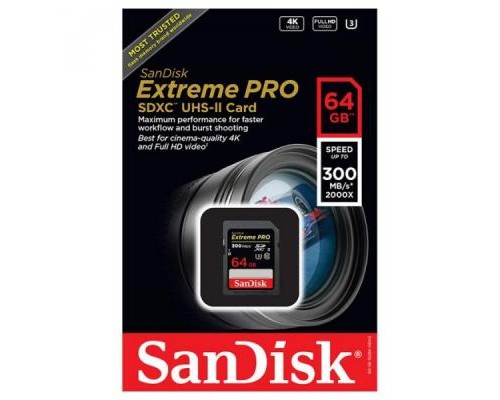 Карта пам'яті SanDisk 64GB SDXC class 10 UHS-II 4K Extreme Pro (SDSDXPK-064G-GN4IN)