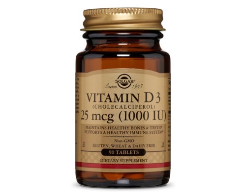 Вітамін Solgar Вітамін D3, Холекальциферол, Cholecalciferol, 25 мкг, 1000 М (SOL03310)