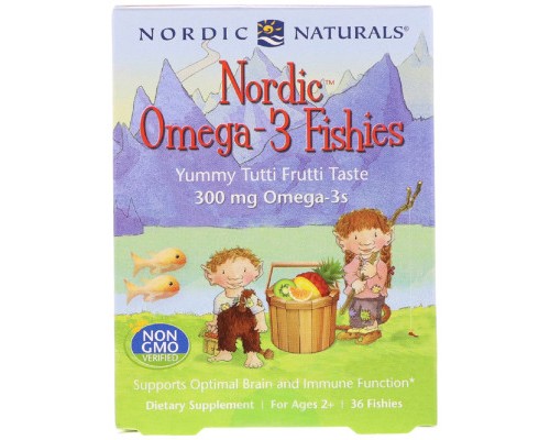 Жирні кислоти Nordic Naturals Цукерки у вигляді рибок, Nordic Omega-3 Fishies, 300 мг, 36 (NOR-31130)
