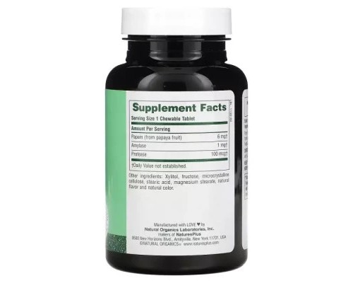 Трави Natures Plus Ферменти Папайї, Chewable Papaya Enzyme Supplement, 360 жува (NAP-04462)