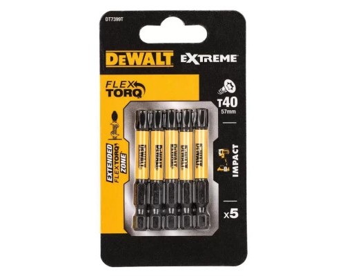 Набір біт DeWALT IMPACT TORSION, ударні, Torx, Т40, L=57 мм, 5 шт (DT7399T)