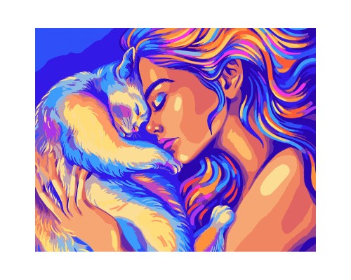 Картина по номерам Santi Дівчина з котиком 40*50 см (954505)