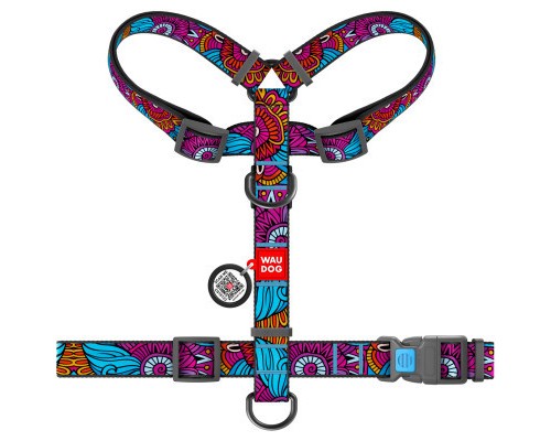 Шлея для собак WAUDOG Nylon з QR паспортом анатомічна H-подібна 