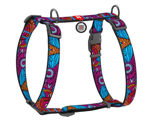 Шлея для собак WAUDOG Nylon з QR паспортом анатомічна H-подібна 