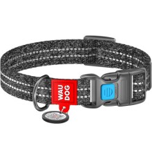 Нашийник для тварин WAUDOG Re-cotton з QR паспортом світловідбивний Ш 20 мм Д 28-40 см сірий (028811)