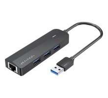 Концентратор Vention USB 3.0 to 3хUSB 3.0/RJ45 Gigabit black (CHNBB)