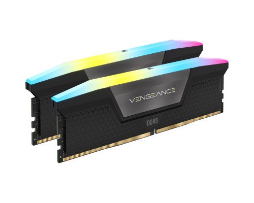 Модуль пам'яті для комп'ютера DDR5 32GB (2x16GB) 6400 MHz Vengeance RGB Black Corsair (CMH32GX5M2B6400C36)