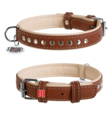 Нашийник для тварин WAUDOG Soft з QR паспортом металічні прикраси XS коричневий (7195)