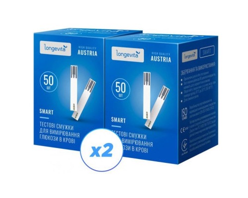 Тест-смужки для глюкометра Longevita Smart 2 x 50 шт. (6662664)