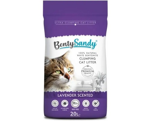 Наповнювач для туалету Benty Sandy Lavender Scented кольорові гранули 20 л/17.2 кг (BS-20003)