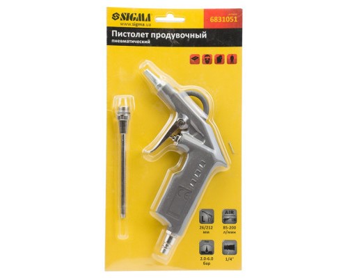 Пістолет для продувки Sigma металевий корпус 26x122мм (6831051)