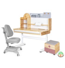 Парта з кріслом Mealux Timberdesk L (парта+кресло+тумба) (BD-690 L+ box BD 920-2 PN+Y-110 G)