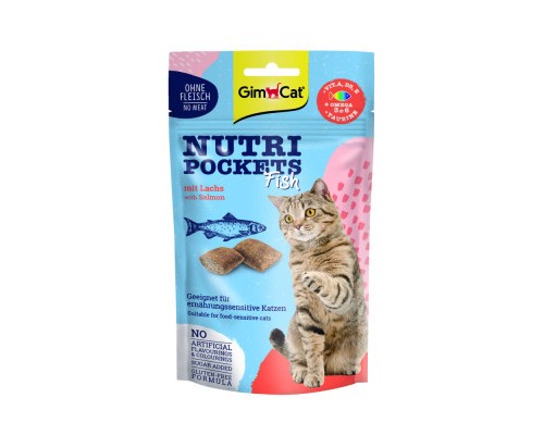 Ласощі для котів GimCat Nutri Pockets Fish Лосось 60 г (4002064419626)