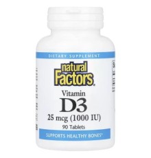 Вітамін Natural Factors Вітамін D3, 1000 МО, Vitamin D3, 90 таблеток (NFS-01050)