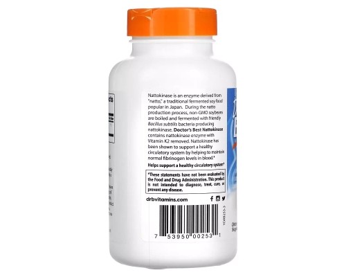 Пробіотики Doctor's Best Наттокіназа, 2000 FU, Nattokinase, 270 вегетаріанських капсул (DRB-00253) Пробіотики Doctor's Best Наттокіназа, 2000 FU, Nattokinase, 270 вегетаріанських капсул (DRB-00253)