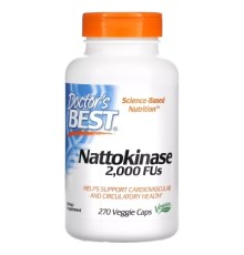 Пробіотики Doctor's Best Наттокіназа, 2000 FU, Nattokinase, 270 вегетаріанських капсул (DRB-00253)