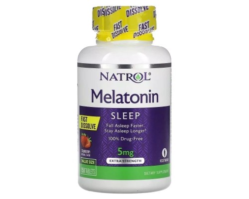 Амінокислота Natrol Мелатонін швидкорозчинний підвищеної сили, 5 мг, вку (NTL-07144) 