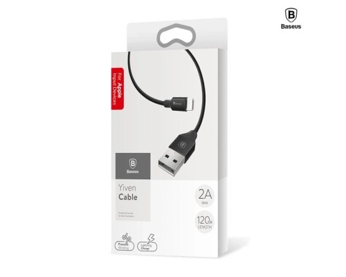 Дата кабель USB 2.0 AM to Lightning 1.2m 2A Yiven Black Baseus (CALYW-01)