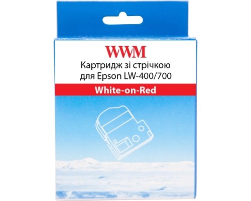 Стрічка для принтера етикеток WWM для Epson LW-400/700 18mm х 8m White-on-Red (WWM-SD18R)