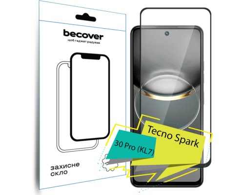 Скло захисне BeCover Tecno Spark 30 Pro (KL7) Black (713080)