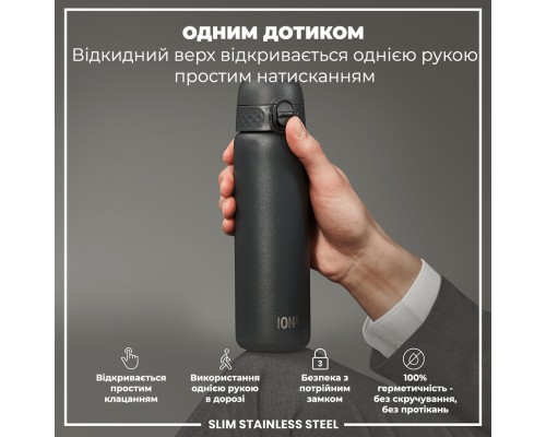 Пляшка для води ION8 OneTouch Stainless Steel 600 мл Grey (I8SS600GRY)