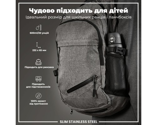 Пляшка для води ION8 OneTouch Stainless Steel 600 мл Grey (I8SS600GRY)