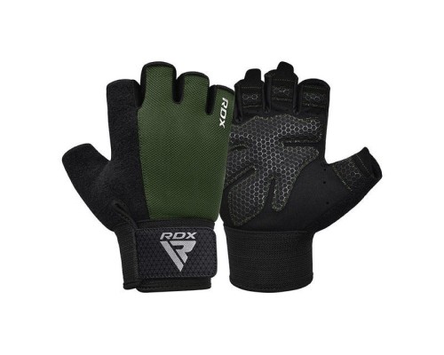 Рукавички для фітнесу RDX W1 Half Army Green Plus S (WGA-W1HA-S+)