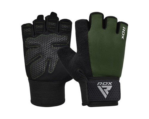 Рукавички для фітнесу RDX W1 Half Army Green Plus S (WGA-W1HA-S+)