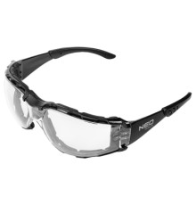 Захисні окуляри Neo Tools протиосколкові,клас захисту FT,резинові дужки,полікарбонат,прозорі (97-520)